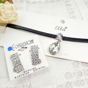 ELLA Crystal Choker & Charlestone Clip Earrings